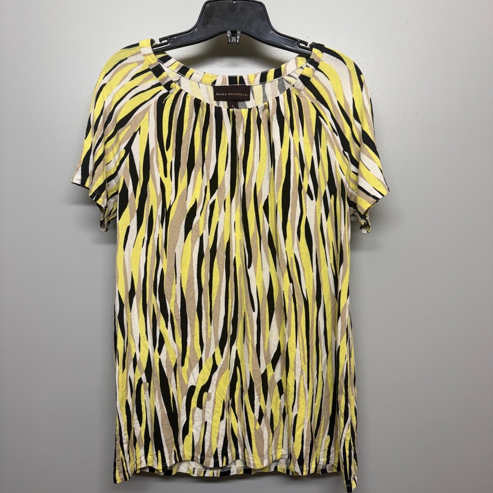 Dana Buchman Yellow and Black Zebra Print Top